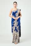 Buy_Anamika Khanna_Blue Embroidered Floral Draped Sharara Set _Online_at_Aza_Fashions