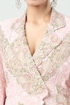 Anamika Khanna_Pink Embroidered Floral Notched Lapel Jacket And Gharara Set _at_Aza_Fashions