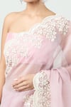 Anushree Reddy_Pink Organza Embroidered Lihaaaz Scalloped Saree With Unstitched Blouse Piece _at_Aza_Fashions