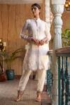 Buy_Ankur J_Ivory Habutai Silk Embroidered Metallic Floral Print Straight Kurta With Pant _Online_at_Aza_Fashions