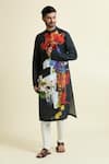 Buy_Anamika Khanna_Black Printed Abstract Floral Kurta _at_Aza_Fashions