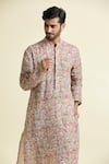 Buy_Anamika Khanna_Sky Blue Printed Floral Jaal Kurta 