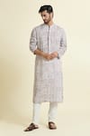 Buy_Anamika Khanna_White Printed Botanic Jaal Kurta _at_Aza_Fashions