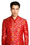 ARJUUN KILACHAND_Red Patola Bandhgala With Pant _Online