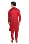 Buy_ARJUUN KILACHAND_Maroon Linen Silk Embroidered Marodi Neck Kurta With Churidar 