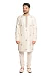 Buy_ARJUUN KILACHAND_Ivory Spun Silk Embroidered Kashmiri Kurta With Churidar _at_Aza_Fashions