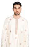 Buy_ARJUUN KILACHAND_Ivory Spun Silk Embroidered Kashmiri Kurta With Churidar _Online_at_Aza_Fashions