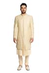 Buy_ARJUUN KILACHAND_Beige Raw Silk Embroidered Dori Sherwani With Kurta Set _at_Aza_Fashions