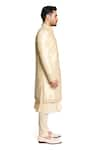 Buy_ARJUUN KILACHAND_Beige Raw Silk Embroidered Bead Motif Sherwani And Kurta Set _Online_at_Aza_Fashions