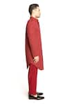 ARJUUN KILACHAND_Maroon Linen Silk Embroidered Resham Sherwani With Pant _at_Aza_Fashions