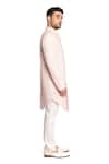 Buy_ARJUUN KILACHAND_Pink Linen Silk Embroidered Thread Sherwani With Pant _Online_at_Aza_Fashions