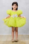 Buy_Pinkcow designs pvt ltd_Green Buttercrepe Embroidery Sequins Ruffle Dress _at_Aza_Fashions