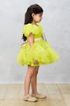 Shop_Pinkcow designs pvt ltd_Green Buttercrepe Embroidery Sequins Ruffle Dress _at_Aza_Fashions