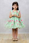 Buy_Pinkcow designs pvt ltd_Green Chanderi Print Lotus Dress _at_Aza_Fashions