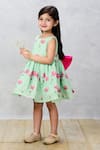 Buy_Pinkcow designs pvt ltd_Green Chanderi Print Lotus Dress 