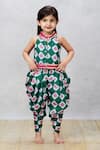 Buy_Pinkcow designs pvt ltd_Green Cotton Print Floral Top With Dhoti Pant _at_Aza_Fashions