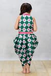 Shop_Pinkcow designs pvt ltd_Green Cotton Print Floral Top With Dhoti Pant _at_Aza_Fashions