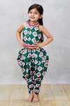 Buy_Pinkcow designs pvt ltd_Green Cotton Print Floral Top With Dhoti Pant _Online_at_Aza_Fashions