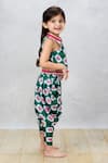 Shop_Pinkcow designs pvt ltd_Green Cotton Print Floral Top With Dhoti Pant _Online_at_Aza_Fashions