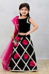 Buy_Pinkcow designs pvt ltd_Black Choli And Ghagra Scuba Embroidery Flower Midnight Elegance & Set _at_Aza_Fashions