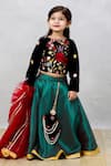 Buy_Pinkcow designs pvt ltd_Black Choli Velvet Embroidery Floral And Lehenga Set _at_Aza_Fashions