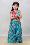 Buy_Pinkcow designs pvt ltd_Blue Cotton Print Floral Choli With Lehenga _at_Aza_Fashions