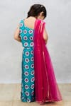 Shop_Pinkcow designs pvt ltd_Blue Cotton Print Floral Choli With Lehenga _at_Aza_Fashions