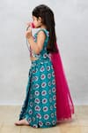 Buy_Pinkcow designs pvt ltd_Blue Cotton Print Floral Choli With Lehenga _Online_at_Aza_Fashions