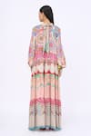 Shop_Siddhartha Bansal_Pink Crepe Printed Samsara Engineered Round High Neck Maybelline Dress _at_Aza_Fashions