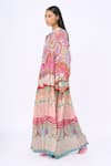 Siddhartha Bansal_Pink Crepe Printed Samsara Engineered Round High Neck Maybelline Dress _Online_at_Aza_Fashions