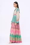 Siddhartha Bansal_Multi Color Crepe Printed Abstract Floral Elan Geometric Tiered Shirt Dress _Online_at_Aza_Fashions