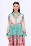 Buy_Siddhartha Bansal_Multi Color Crepe Printed Abstract Floral Elan Geometric Tiered Shirt Dress _Online_at_Aza_Fashions