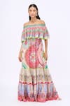 Buy_Siddhartha Bansal_Multi Color Crepe Printed Samsara Engineered Straight Neck Lotus Dress _at_Aza_Fashions