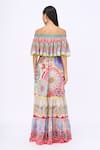 Shop_Siddhartha Bansal_Multi Color Crepe Printed Samsara Engineered Straight Neck Lotus Dress _at_Aza_Fashions