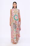 Buy_Siddhartha Bansal_Multi Color Crepe Printed Floral Round High Neck Stayin Alive Dress _Online_at_Aza_Fashions