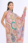 Siddhartha Bansal_Multi Color Crepe Printed Floral Round High Neck Stayin Alive Dress _at_Aza_Fashions