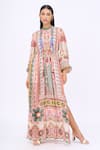 Buy_Siddhartha Bansal_Multi Color Crepe Printed Kaleidoscopic Round Kaftan Dress _at_Aza_Fashions