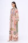 Siddhartha Bansal_Multi Color Crepe Printed Kaleidoscopic Round Kaftan Dress _Online_at_Aza_Fashions