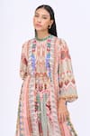 Buy_Siddhartha Bansal_Multi Color Crepe Printed Kaleidoscopic Round Kaftan Dress _Online_at_Aza_Fashions