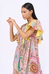 Buy_Siddhartha Bansal_Multi Color Cotton Poplin Printed Samsara Mandarin Collar Love Midi Dress _Online_at_Aza_Fashions