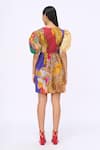 Shop_Siddhartha Bansal_Multi Color Cotton Poplin Printed Engineered Floral Mosaic V The Burble Dress _at_Aza_Fashions