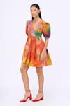 Buy_Siddhartha Bansal_Multi Color Cotton Poplin Printed Engineered Floral Mosaic V The Burble Dress _Online_at_Aza_Fashions