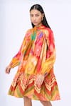 Shop_Siddhartha Bansal_Multi Color Cotton Poplin Printed Bed Of Roses Mandarin Collar Dress With Belt _Online_at_Aza_Fashions