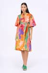 Siddhartha Bansal_Multi Color Cotton Poplin Printed Engineered Escape Shirt Dress With Belt _Online_at_Aza_Fashions