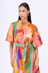 Shop_Siddhartha Bansal_Multi Color Cotton Poplin Printed Engineered Escape Shirt Dress With Belt _Online_at_Aza_Fashions