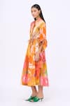 Buy_Siddhartha Bansal_Multi Color Cotton Poplin Printed Day Bloom Mandarin Collar Shirt Dress _Online_at_Aza_Fashions