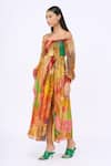 Buy_Siddhartha Bansal_Multi Color Chiffon Printed Honeycomb Straight Neck Dress _Online_at_Aza_Fashions