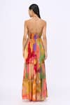 Shop_Siddhartha Bansal_Orange Crepe Printed Rosemary Halter Neck Tiered Dress _at_Aza_Fashions