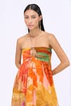 Buy_Siddhartha Bansal_Orange Crepe Printed Rosemary Halter Neck Tiered Dress _Online_at_Aza_Fashions