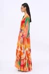 Buy_Siddhartha Bansal_Multi Color Crepe Printed Floral Mandarin Collar Elisa Dress _Online_at_Aza_Fashions